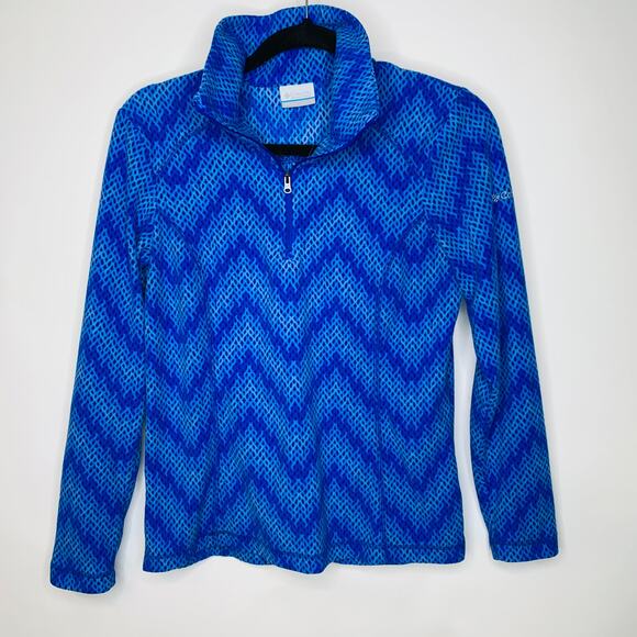 Columbia Blue 1/4 Zip Patterned Fleece Top Sz Small - Picture 1 of 4